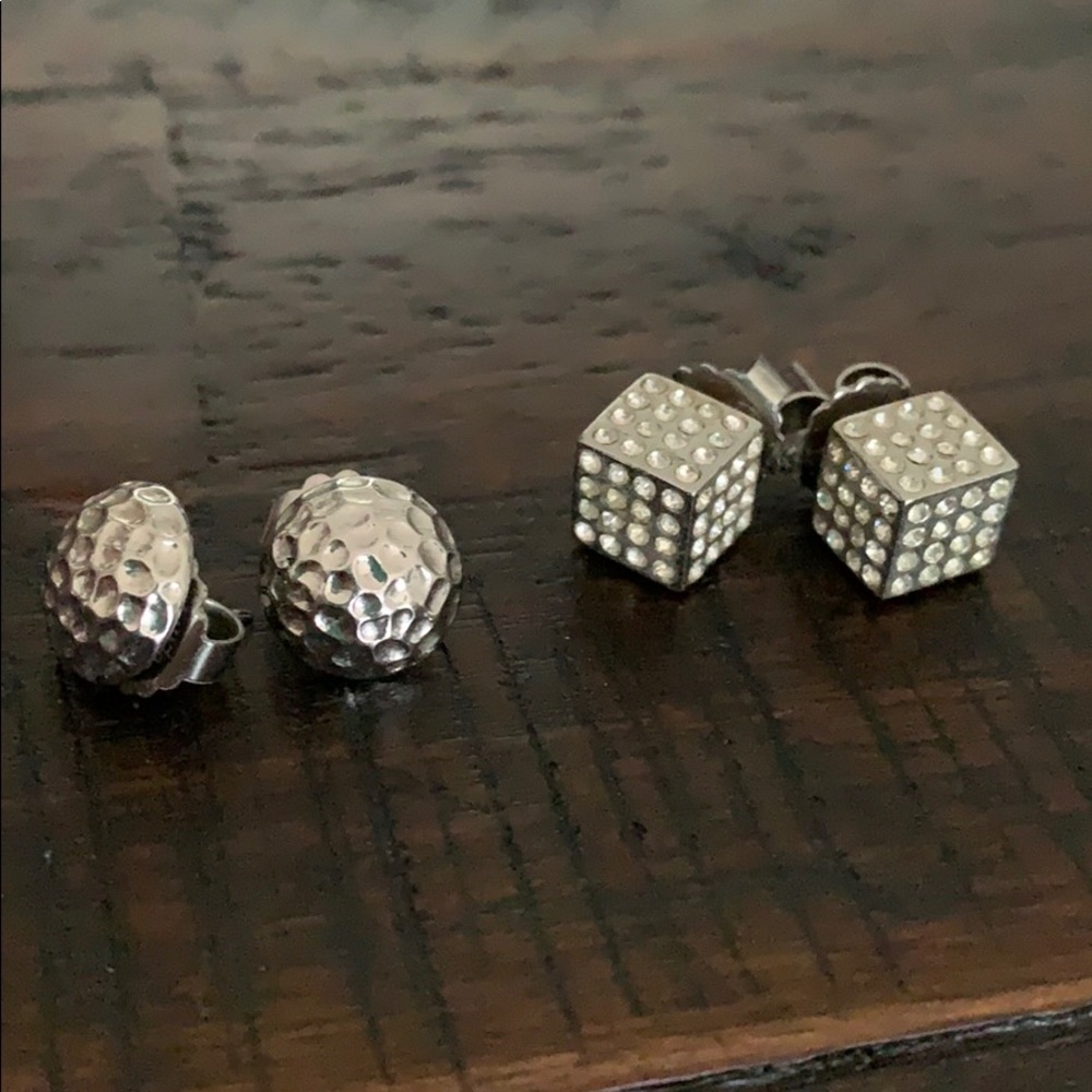 Two pairs Lia Sophia silver earrings